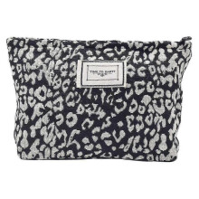 Leopard Print Makeup Bag Cosmetic Bag for Women,large Capacity Canvas Makeup Bags Travel Toiletry Bag Accessories Organizer-black
