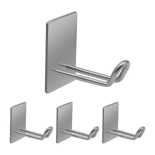 Stainless Steel Hook for Towel Robe Coat Keys, 4-pack, Silver