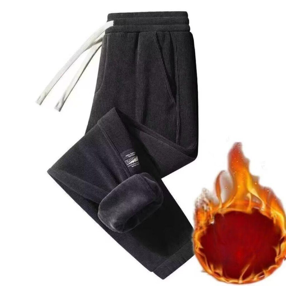 (black, XXXXXL) Corduroy Casual Pants, Men's Pants, Plus Velvet Thickened Winter Trousers, Sweatpants, Men's Fleece Sports Pants-image-OPC-PMP5CXM-NEW