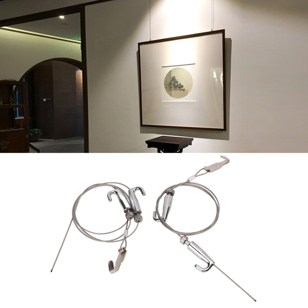 Gallery Picture Rail Hanging System 2Pcs Adjustable Wires For Art Display 1M 9441357354995