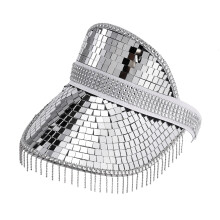 Strandsonnenhut Silber Glitter Spiegel Sommeraccessoire Weitkrempiger Sonnenschutz