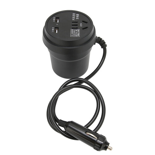 Inversor de coche 150W 12-24V a CA, 2 USB, negro 2