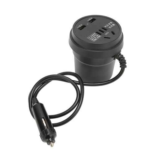 Inversor de coche 150W 12-24V a CA, 2 USB, negro 1