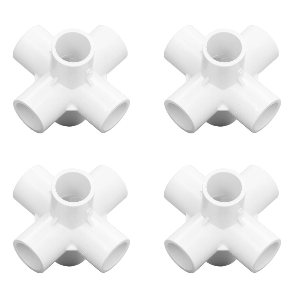 Pvc Pipe Fittings 6 Way Corner Elbow 25Mm Inner Diameter White Plastic 8491357356599