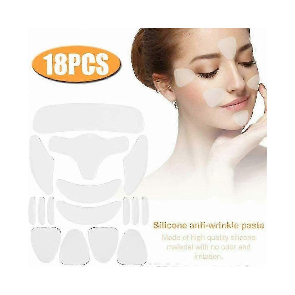 Kikidex (As Show, One Size) 18Pcs Silicone Wrinkle Removal Sticker Face Forehead Neck Eye Sticker
