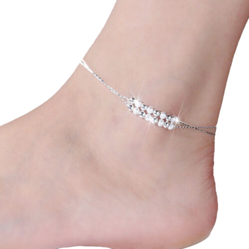 Bracelete De Tornozelo Corrente Com Prateadas Vintage