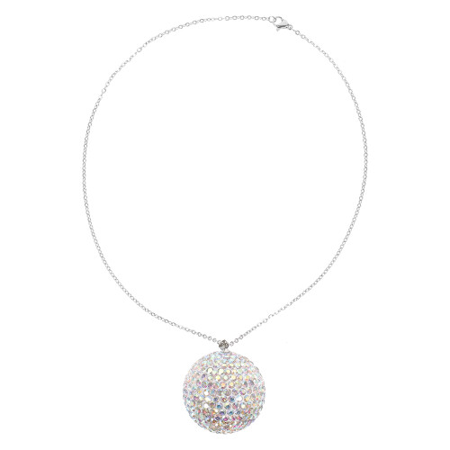 Pendente De Bola De Cristal Com Strass E Bolsa