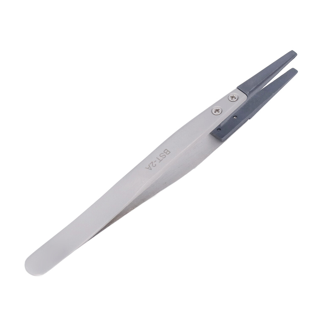 Electronics Repair ESD Tweezers - Firm Clamping Flat Tip Design