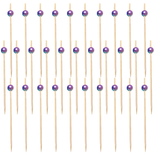 100 Pezzi Stuzzicadenti Cocktail in Bamboo con Cappuccio a Perla