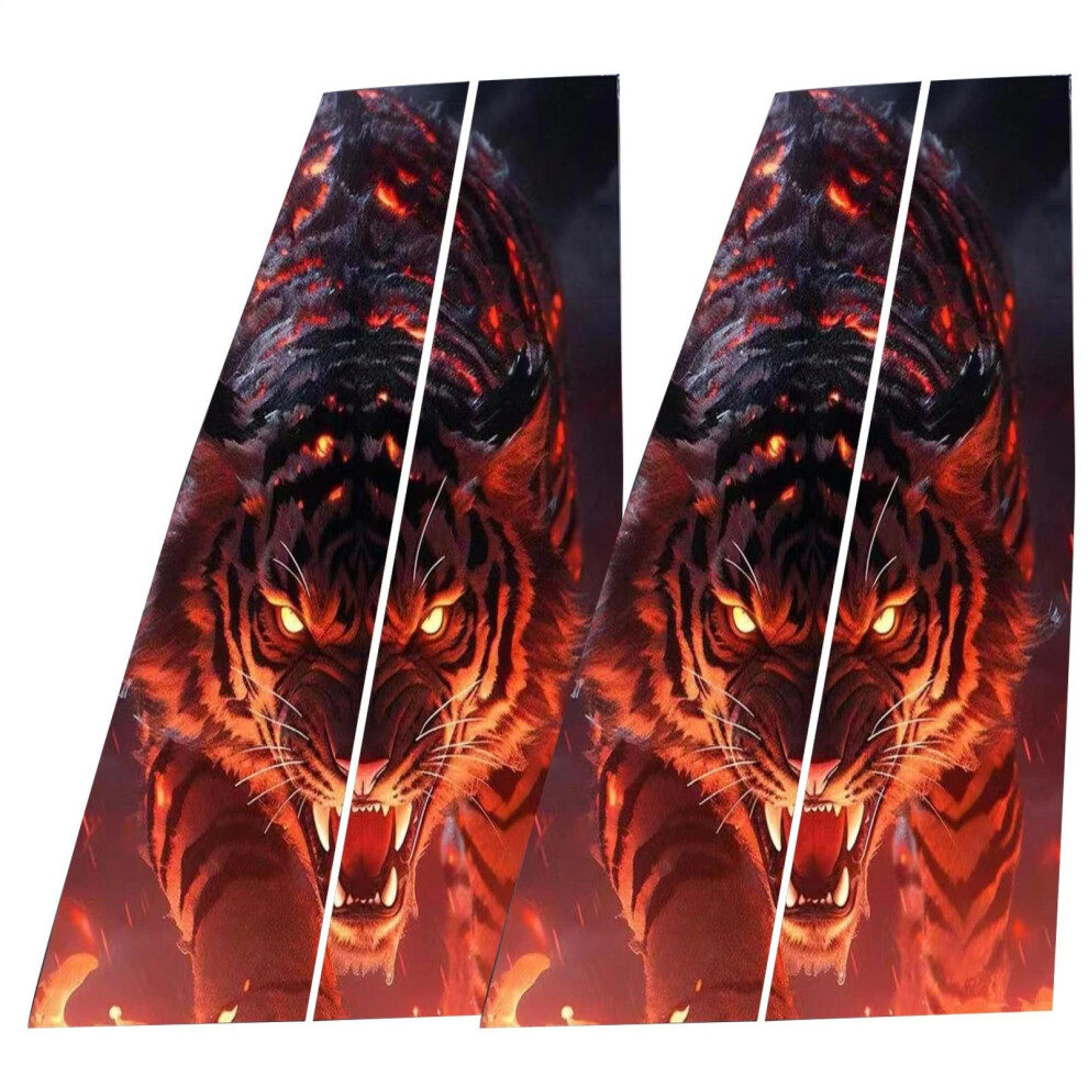 (D) 2Pcs Car Center Pillar Sticker Car Door Pillar Decals Wolf Engulfed Sticker Black 4069369212727