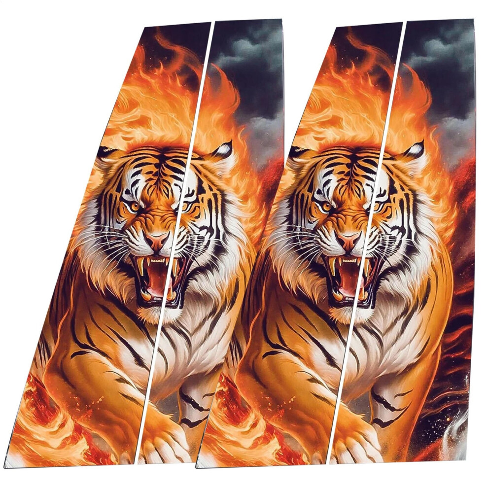 (E) 2Pcs Car Center Pillar Sticker Car Door Pillar Decals Wolf Engulfed Sticker Black 4069369212734