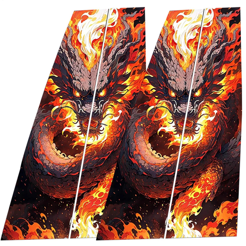 (H) 2Pcs Car Center Pillar Sticker Car Door Pillar Decals Wolf Engulfed Sticker Black 4069369212765