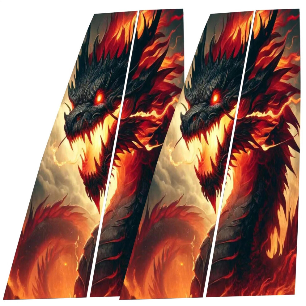 (F) 2Pcs Auto Center Pillar Decals Wolf Engulfed Design Car Door Pillar Decorative Stickers Black 4069369212833