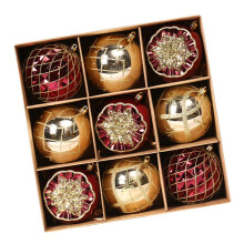 9Pcs Colorful Hand Painted Balls Ornament Stylish-burgundy gold