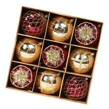 9Pcs Colorful Hand Painted Balls Ornament Stylish-burgundy gold