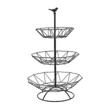 2024 Fruit Basket 3 Floors Metal Fruit Stand Black Color 29x46 Cm