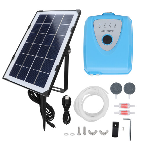 Solar Powered Fish Tank Oxygenator With Multiple Settings Low Decibel Output Even Airflow Coverage Rainproof Build And Dual Mounting Options For