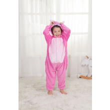(Pink, 95/4-5y) Kids Stitch Pajamas Flannel Cartoon Animal Sleepwear Party Cosplay Costume