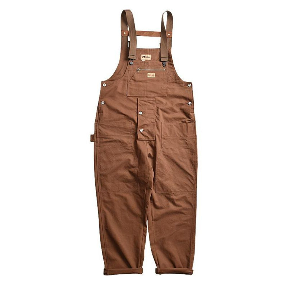(XXL, brown) Men's Street Multi-pocket Tool Overalls Overalls One-piece Overalls Trousers-image-OPC-PMP6RBC-NEW