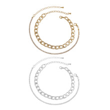 4 Tobilleras De Metal Con Diamantes Para Mujer (Dorado, Plateado)