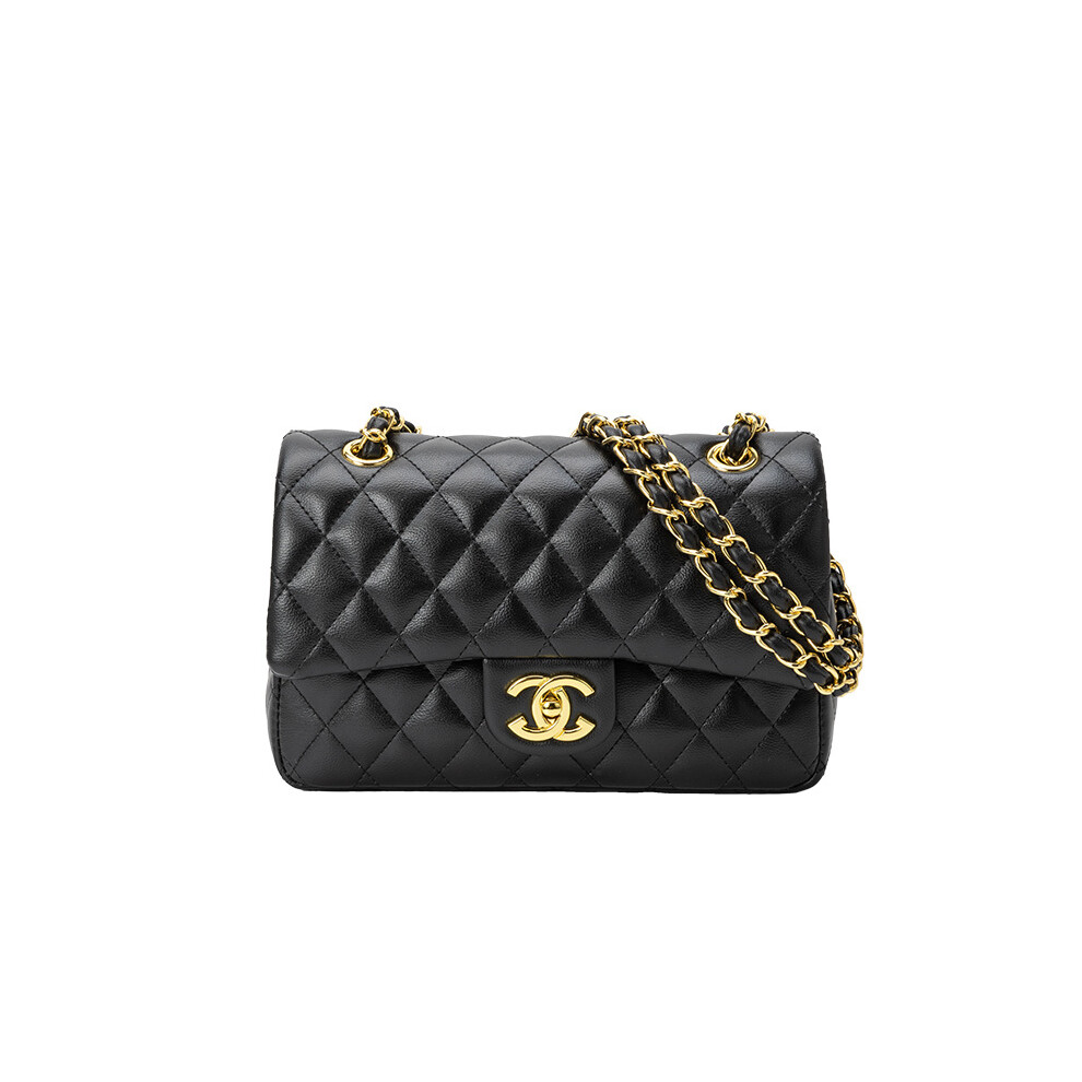 Five Leaf (Black) New First Layer Cowhide Fashionable And Versatile Rhombus Chain Bag Popular Women's Bag Temperament Single Shoulder Crossbody Bag