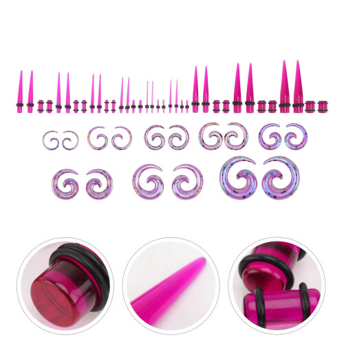 Set 52 Pezzi Espansore Auricolare In Acrilico 14G-12Mm 2