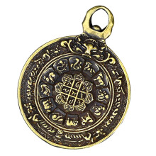 Colar Religioso De Cobre Tibetano Com Pingente Redondo Em Latão