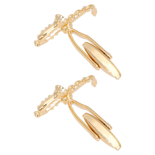 2 Pares De Abotoaduras De Saxofone Douradas Para 1