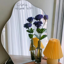 (Silver, one-size) Acrylic Mirror Sticker, 1 Count Self Adhesive Mirror Wall Sticker, Wall Decor for Home Bathroom Living Room Bedroom, Home Decor