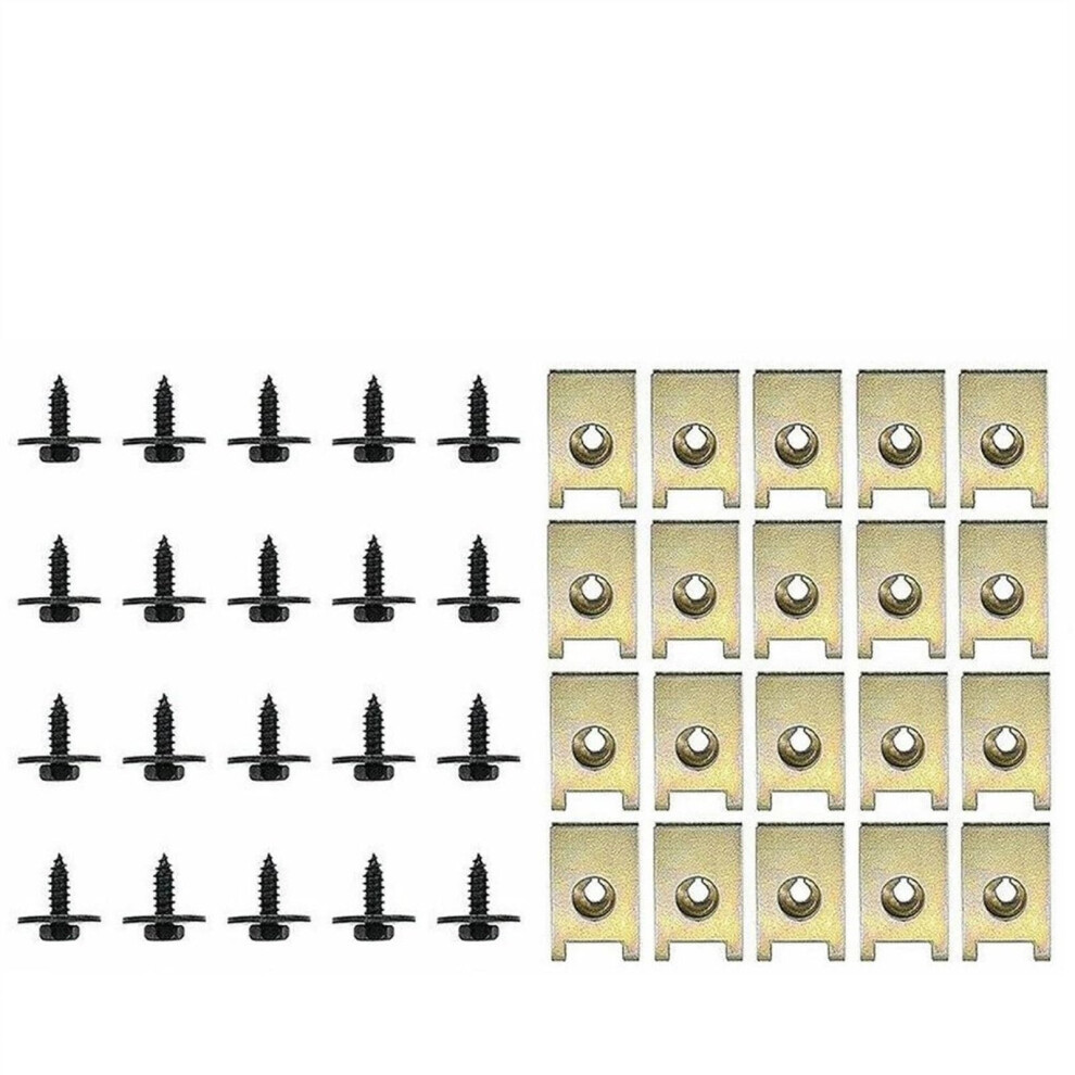 Clip Fasteners For Bmw And Mini Metal Screw Body Fender Bumper Retainer U Nut Clips Gasket 40 Pcs Black/Silver 9084446728934