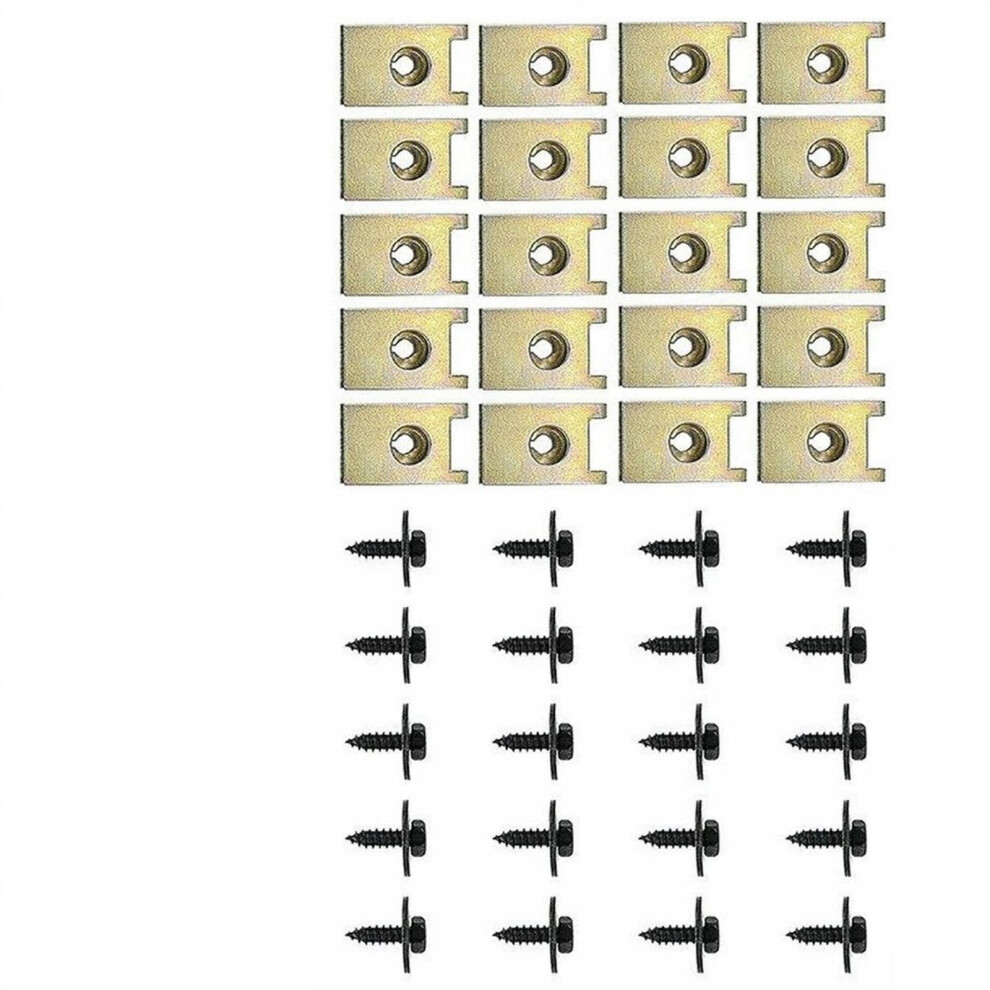 Clip Fasteners For Bmw Z3 E36 E85 E86 E89 Metal U Nut Clips 40 Pcs Fender Bumper Retainers Gasket Fasteners Black/Silver 9354506646691