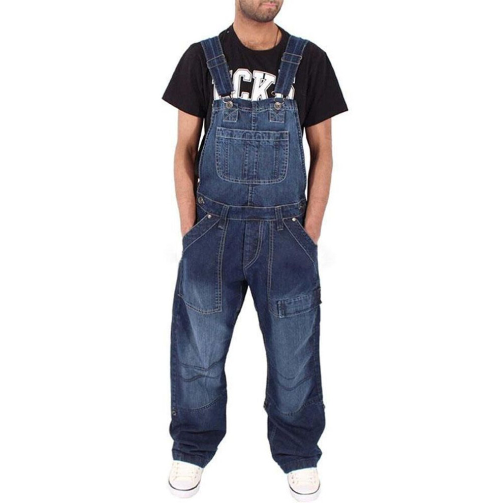 (XXL, dark blue) Overalls For Men Denim Suspenders Simple Multi Pocket Baggy Jeans Oversize Solid Mid Waist Loose Washed Jumpsuits Casual-image-OPC-PMP75F7-NEW