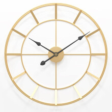 Vintage Large Silent Wall Clock Round Metal Non-Ticking Battery Operated 50cm 60cm Black Gold for Home Office Kitchen