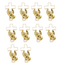 10Pcs Religious Crossed Brooch Alloy Lapel Pin With Fastener