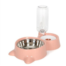 Dog Water Food Bowl Dispenser Set Stainless Steel Bowls Detachable Stand Automatic Pet Feeder And Waterer