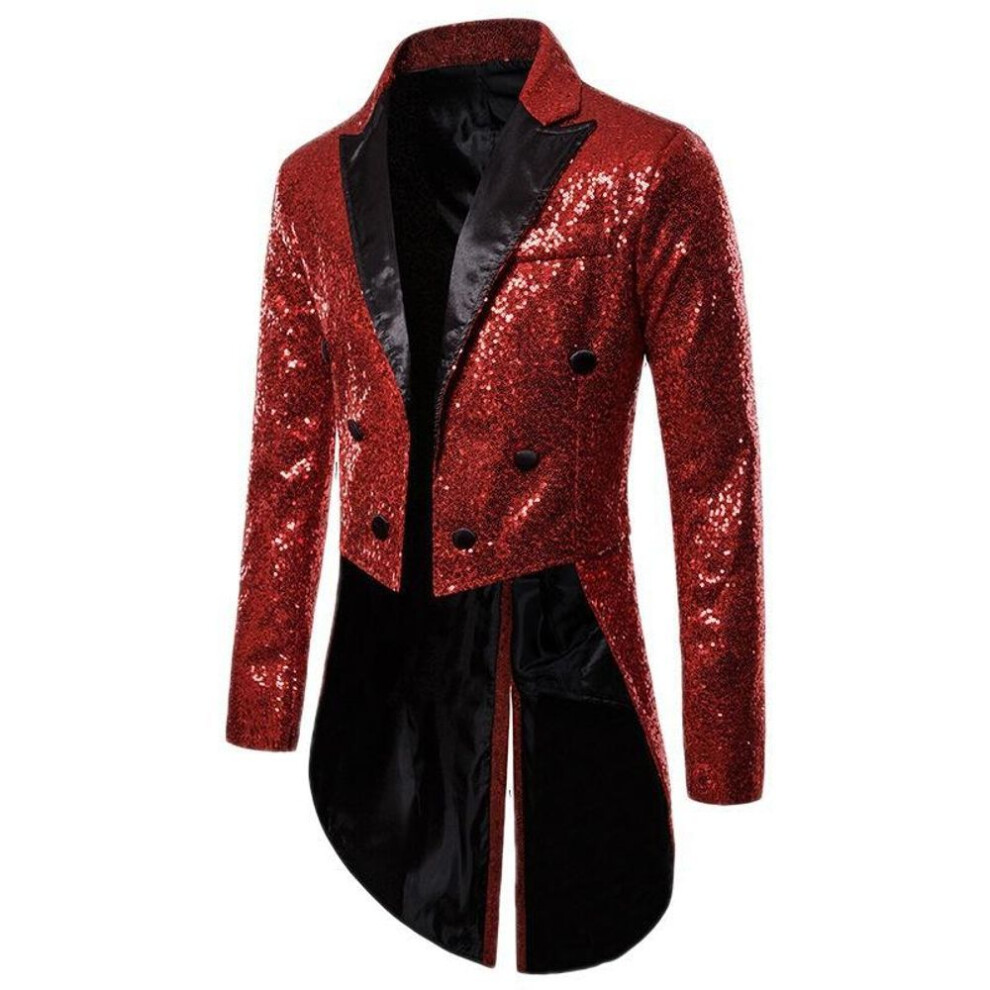(L, red) Long Suit Blazer Jackets Men Party Dance Bling Coats Wedding Men's Gentleman Stage Suits B08-image-OPC-PMP77F7-NEW