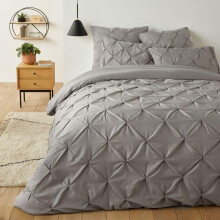 (Silver Grey, Super King) Luxury Hotel Quality Pintuck Duvet Set Soft Comfy Bedding Set with pillowcase Single Double King Super King Bed Size