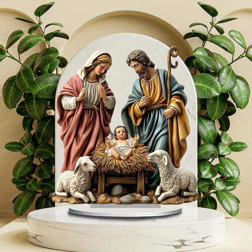 Onbreekbaar 2D acryl kerststal miniatuur beeldje display 1
