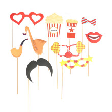 10Pcs Birthday Photo Props Kit Paper Mask Diy Clown Theme For Kids