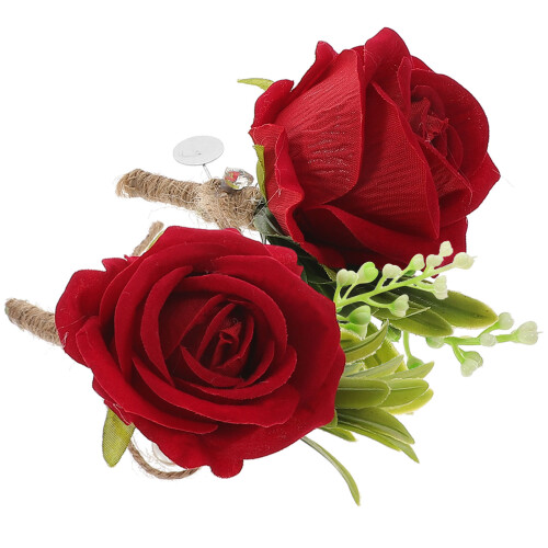 2 Pezzi Da Con Fiori Artificiali Rosa Per Uomo E 2