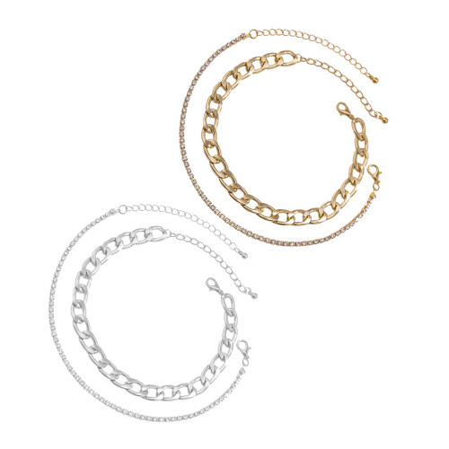 4 Unidades Tornozelos De Metal Com Diamantes Para Mulheres