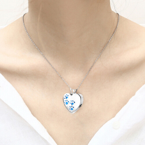 Heart Pingente Cachorro Urna Cinária Corrente Azul 2