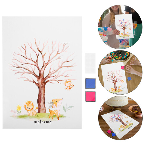 4 Conjuntos Decoração Árvore Impressão Digital Gênero De Bebê 2
