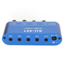 Kleiner Stereo-Mixer mit 4 Ausgängen, Lautstärkeregler, 3,5-mm-Audio-Schalter für PC & Laptop