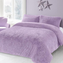(Lilac, Super King) New Luxury Cuddles Teddy Fleece Duvet Set for Cozy Sleeping sets quilt cover