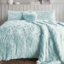 (Duck Egg, Super King) New Luxury Cuddles Teddy Fleece Duvet Set for Cozy Sleeping sets quilt cover