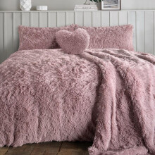 (Blush Pink, King) New Luxury Cuddles Teddy Fleece Duvet Set for Cozy Sleeping sets quilt cover