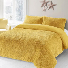 (Ochre, Double) New Luxury Cuddles Teddy Fleece Duvet Set for Cozy Sleeping sets quilt cover