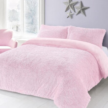 (Pink, Single) New Luxury Cuddles Teddy Fleece Duvet Set for Cozy Sleeping sets quilt cover