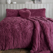 (Plum, King) New Luxury Cuddles Teddy Fleece Duvet Set for Cozy Sleeping sets quilt cover